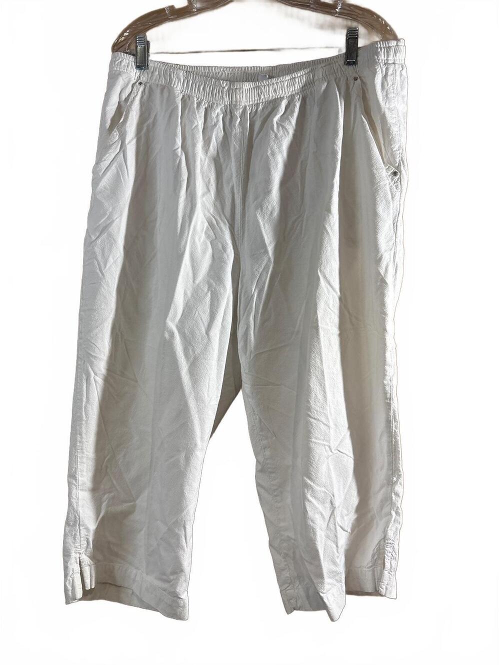 HV1258. Erika Women's White Cotton Capri Pants XL